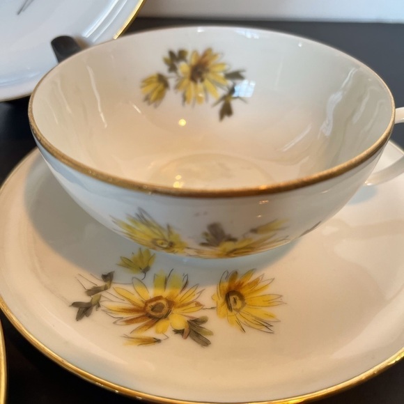 Limoges Three Teacups and Saucers, One Plate - Picture 6 of 14